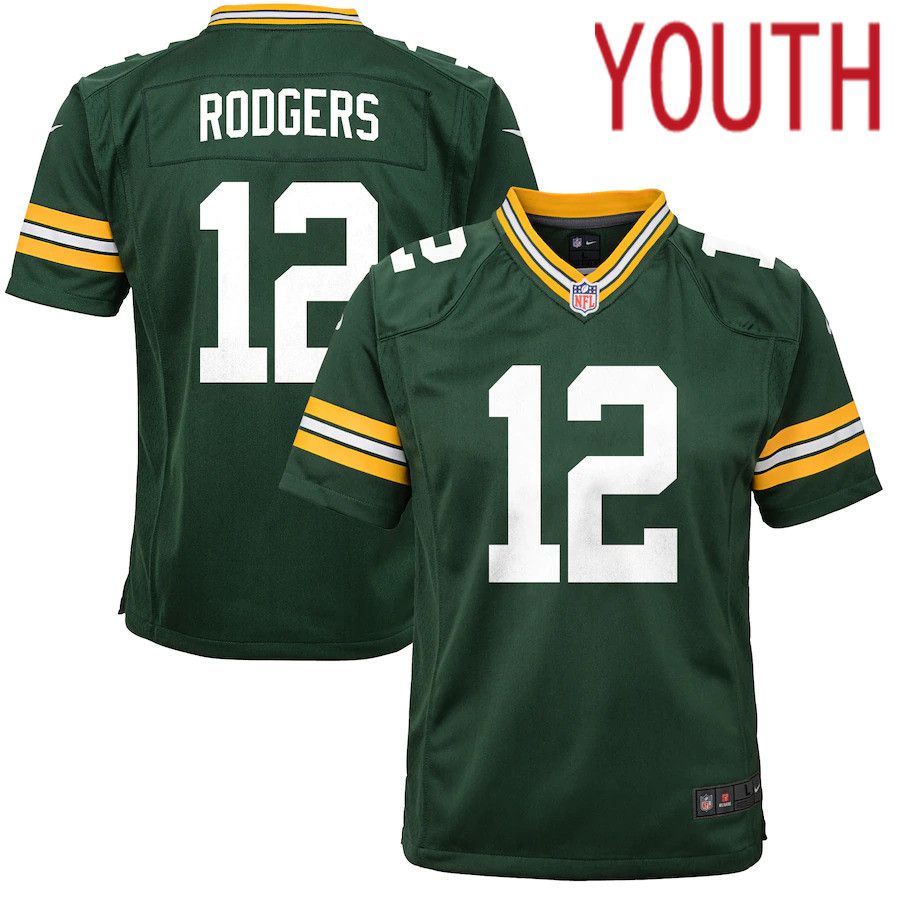 Youth Green Bay Packers #12 Aaron Rodgers Nike Green Game NFL Jersey->youth nfl jersey->Youth Jersey